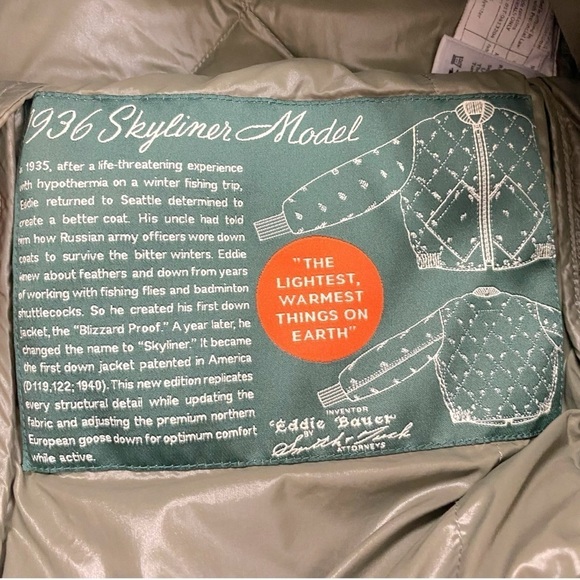 Retro 70s GorpCore Puffer Jacket Eddie Bauer 550 Goose Down Brown Red Size Small - Picture 6 of 8